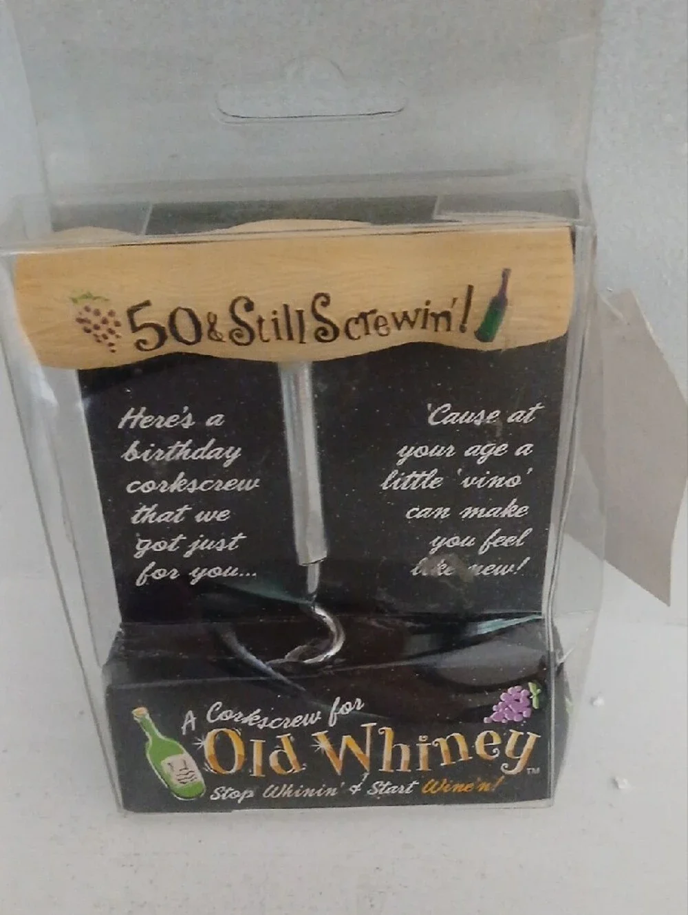 50 & Still Screwin! Wine Corkscrew - Black and Wood
